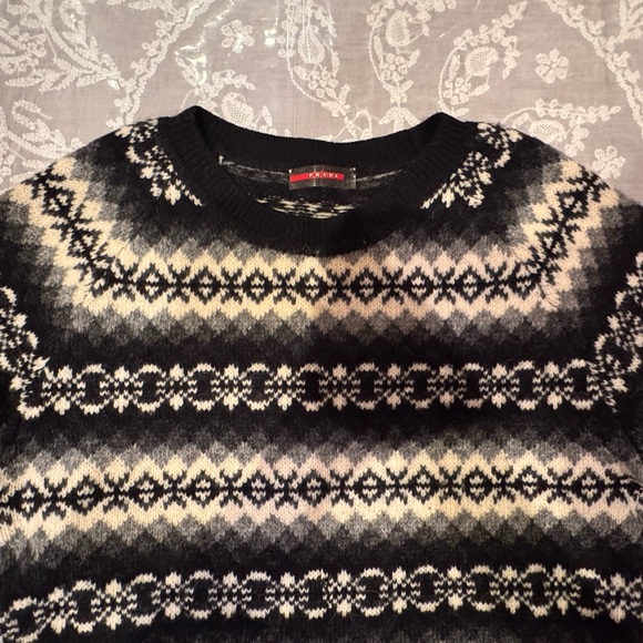 ❤️ PRADA Black, White and Shaded Grey Women’s Sweater. Size: 40 - Picture 9 of 16